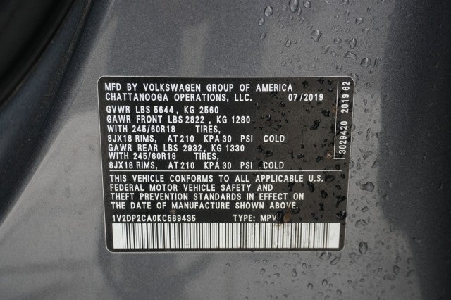 2019 Volkswagen Atlas 2.0T SE